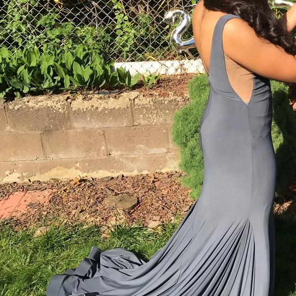 slate gray jovani promdress worn 1x perf condition - Picture 4 of 4